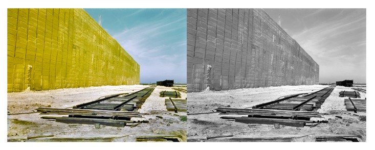 Extracted sulfur stacked in a “vat” 60 feet tall at Freeport Sulphur Co. in Hoskins Mound, Texas. 