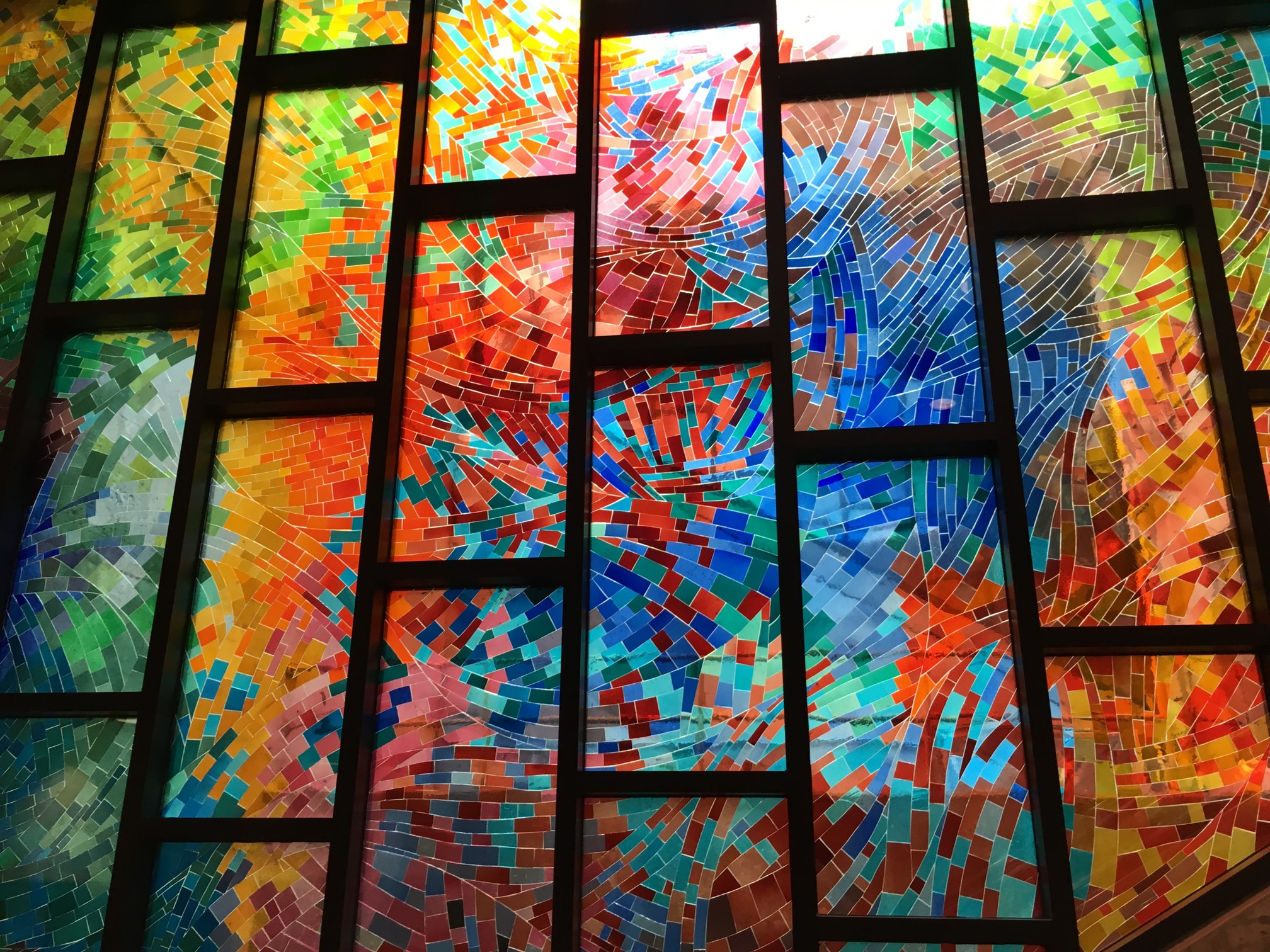 Stained glass window at Metro Charlevoix in Montreal